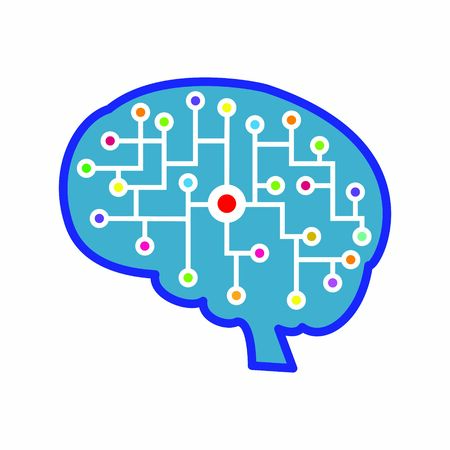 Vector illustration of the brain. Artificial or electronic intelligence. Stock illustration isolated on a white background. Simple designのイラスト素材