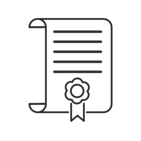Vector icon of a diploma, diploma or certificate. A simple stock design, blank, outline, isolated on white backgroundのイラスト素材