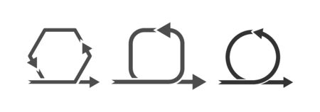 Vector arrow icon, movement along the contour of a geometric shape. Simple stock design isolated on a white backgroundのイラスト素材