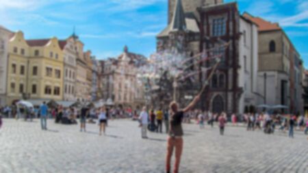 Urban landscape. Creative tourism theme with blur and bokeh for themed posters, banners and...