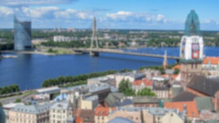 View from the height of the city and surrounding area. Creative theme with blur and bokeh for themed...