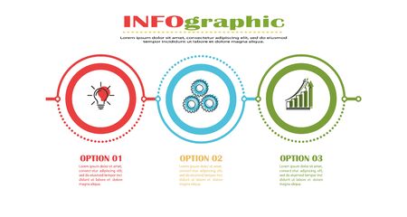 Infographics. Stock vector template of three stages. For web page design, charts, graphs, business plan and Finance, reporting and visual aid. Flat design.のイラスト素材