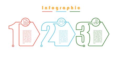 Infographics. Stock vector template of three stages. For web page design, charts, graphs, business plan and Finance, reporting and visual aid. Flat design.のイラスト素材