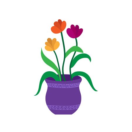 Vector color illustration of a flower. Stock illustration isolated on a white background filled in silhouette for thematic drawings and children's booksのイラスト素材