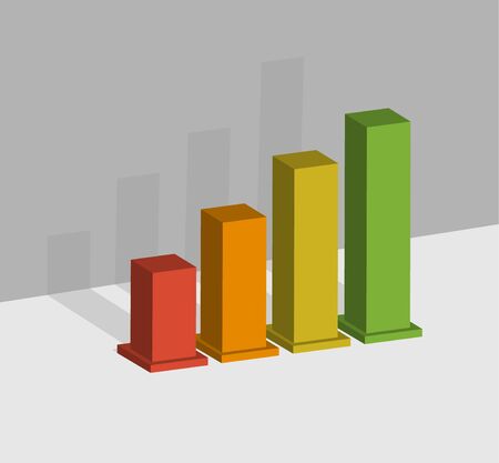 Infographics. Vector diagram, three-dimensional color columns illustrating a business or Finance,...