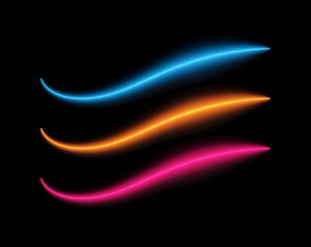 Set of colored luminous lines for design and decorationのイラスト素材