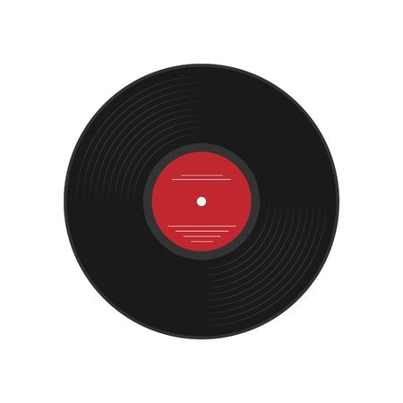 Vector icon of a vinyl record. Illustration of a musical theme. Isolated on a white background....