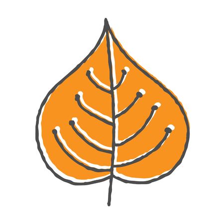 Vector color hand-drawn illustration of a plant leaf. Doodle style isolated on white background for theme designのイラスト素材