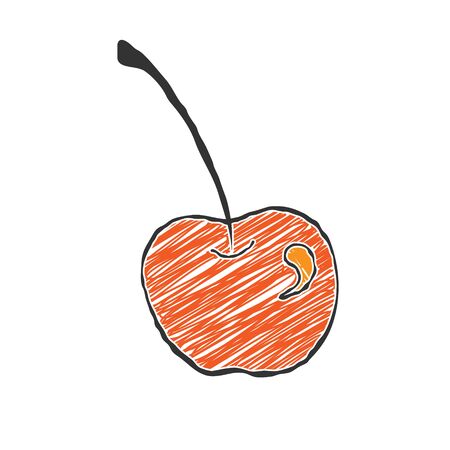Cherry in the Doodle style. Vector color illustration for the thematic decoration and design. Flat style
のイラスト素材