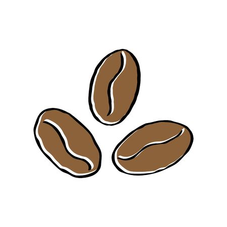 Coffee beans. Vector color illustration in Doodle style for theme design and decoration, simple styleのイラスト素材
