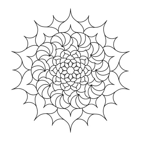 Circular ornament for adult and children's coloring books, scrapbooking or embroidery. Simple Doodle style isolated on white background.のイラスト素材