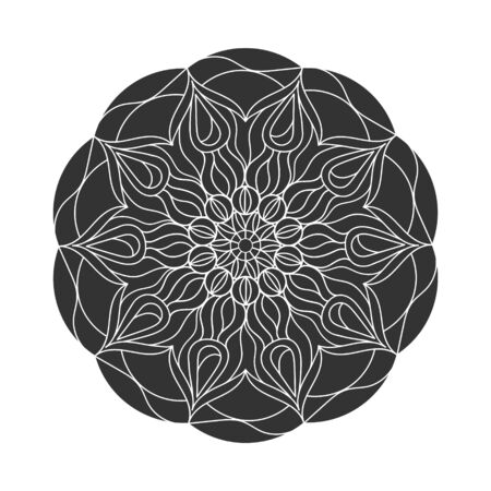 Circular pattern, filled silhouette. Vector illustration isolated on white background, flat design.のイラスト素材