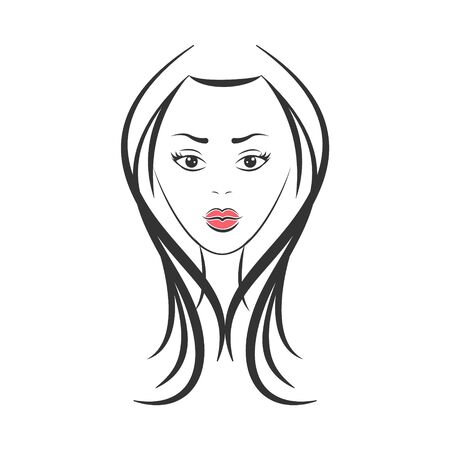 Drawn vector face of a girl isolated on a white background.のイラスト素材