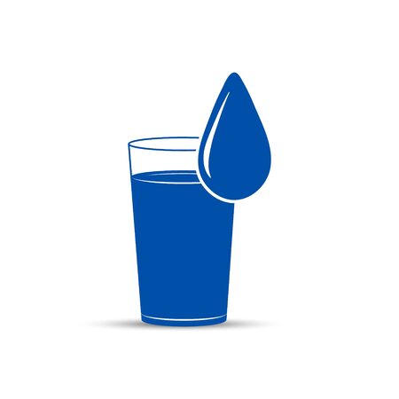 glass and a drop of water. Simple vector illustration for theme design, isolated on white backgroundのイラスト素材