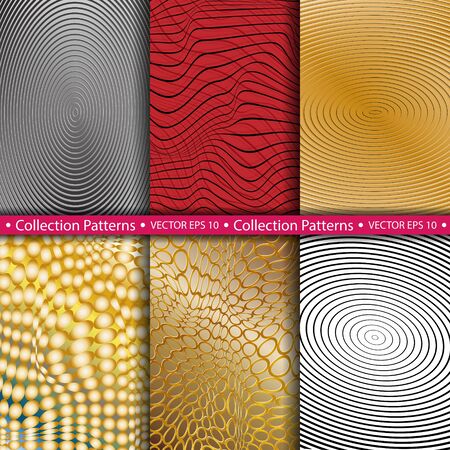 Vector set of patterns for textile design and decoration, packaging and texture, simple backgroundsのイラスト素材