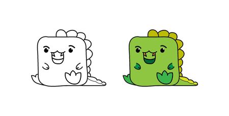 Set of cute baby dragons. Vector illustration isolated on a white background for coloring books, scrapbooking, and stickersのイラスト素材