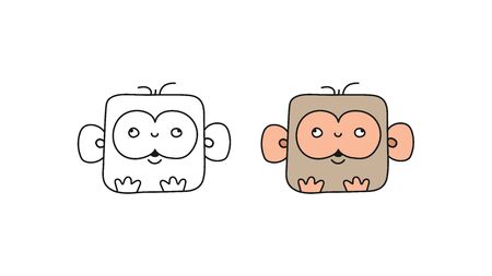 set of cute baby monkeys. Vector illustration isolated on a white background for coloring books, scrapbooking, and stickersのイラスト素材
