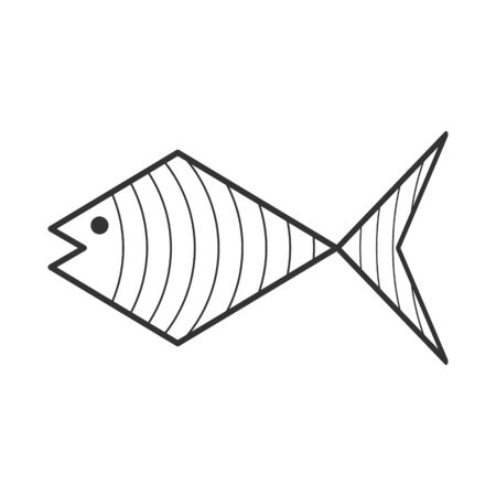 Vector abstract fish illustration for logo and theme design, scrapbooking and coloring book, isolated on white backgroundのイラスト素材