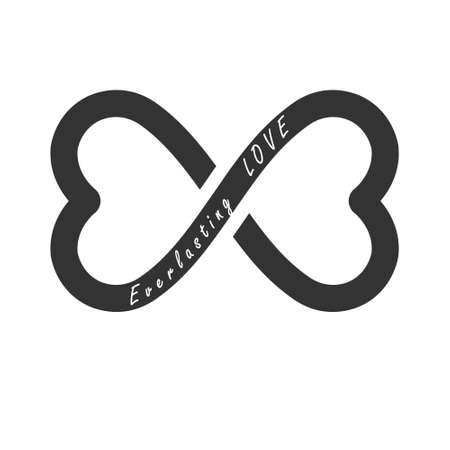 Conceptual vector illustration of everlasting love with an infinity sign in the form of a heart isolated on a white backgroundのイラスト素材