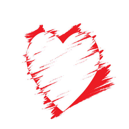 Stylized vector illustration of a heart, for t-shirts, banner stickers and theme design, isolated on a white backgroundのイラスト素材