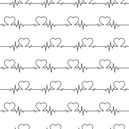 Seamless pattern of heart and cardiogram pulses for texture, textiles, simple backgrounds and packaging
のイラスト素材