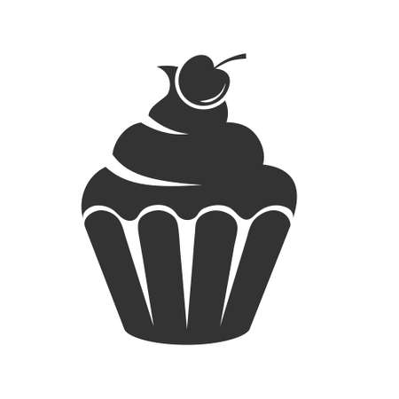 Cherry muffin icon. Simple vector illustration for websites and apps, isolated on a white backgroundのイラスト素材