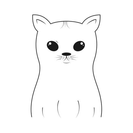 Cute cat. Empty outline for scrapbooking, coloring books and theme design, logos, labels and stickers, isolated on a white backgroundのイラスト素材