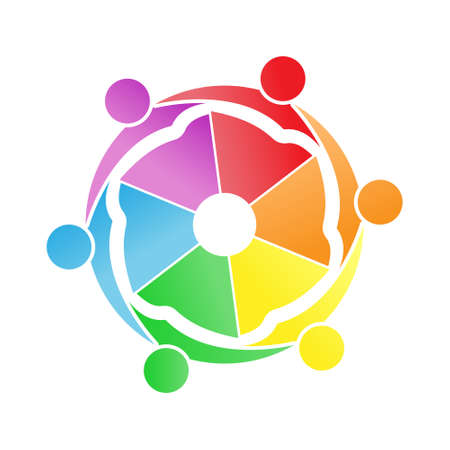 Teamwork, social community, or a group of friends. Vector illustration for banners stickers and clothing, isolated on a white backgroundのイラスト素材