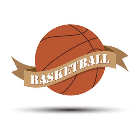 basketball with a ribbon and lettering. Vector illustration for an icon, sticker, sticker or logo isolated on a white backgroundのイラスト素材