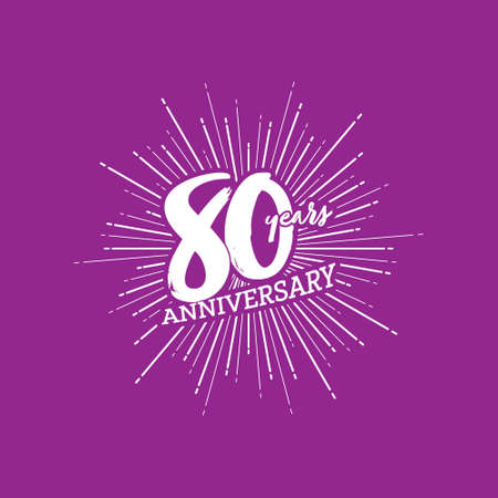 Congratulations on the 80 years anniversary. Editable vector illustration. Number 80 on the background of fireworksのイラスト素材