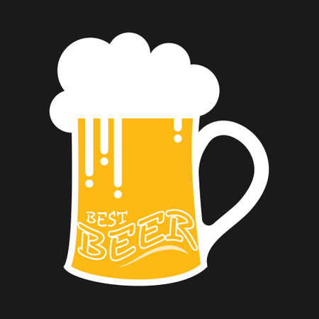 mug of beer with foam and the inscription BEST BEER. Flat design.のイラスト素材