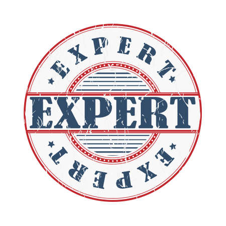 Stamp with the EXPERT impression. Grunge style with scuffed edges. Vector illustrationのイラスト素材