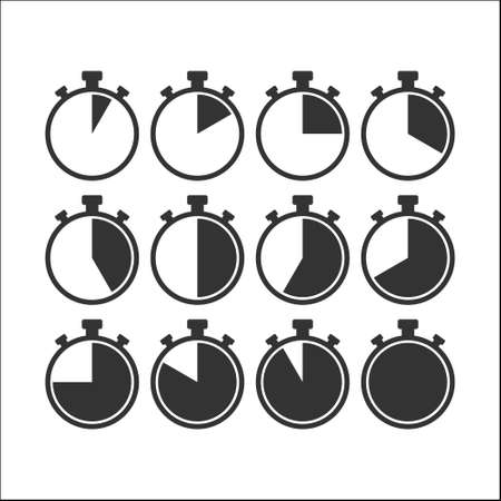 Vector stopwatch icon. a set of illustrations for theme-based website and app design, isolated on a white backgroundのイラスト素材