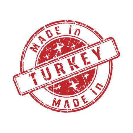 An impression of a seal with the inscription MADE in TURKEY, isolated on a white backgroundのイラスト素材