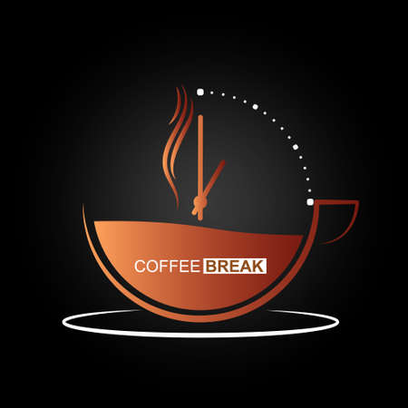 Cup of hot coffee with a dial and a Coffee break. Vector illustration for websites and appsのイラスト素材