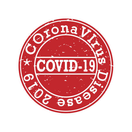 Stamp impression with the inscription COronaVIrus Disease 2019, vector illustration isolated on a white backgroundのイラスト素材
