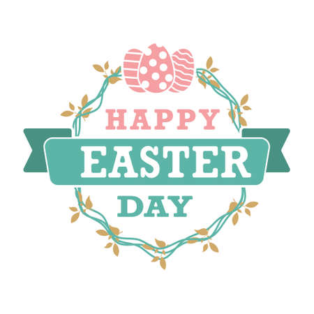 Easter inscription and an Easter egg. Happy EASTER lettering, Vector illustrationのイラスト素材