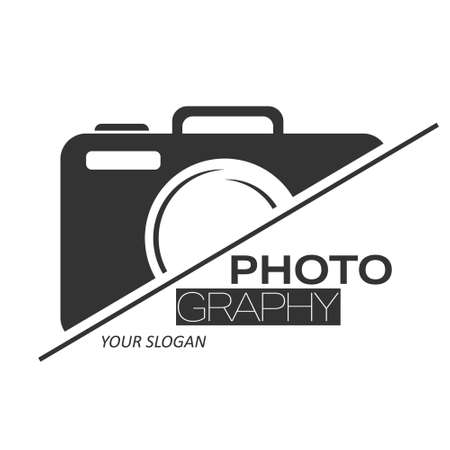 Template with a camera silhouette, for a photographer, photo Studio and creative company, isolated on a white backgroundのイラスト素材