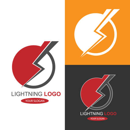 Lightning logo. Color vector illustration for logo, sticker or emblemのイラスト素材