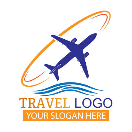 Travel logo. Color vector illustration for logo, sticker or emblemのイラスト素材