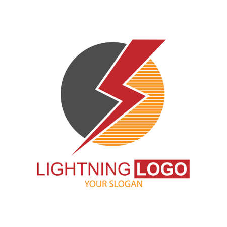 Lightning logo. Color vector illustration for logo, sticker or emblemのイラスト素材