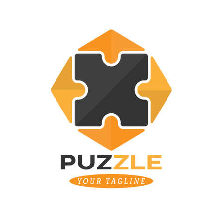Logo puzzle. Color vector illustration for logo, sticker or emblemのイラスト素材