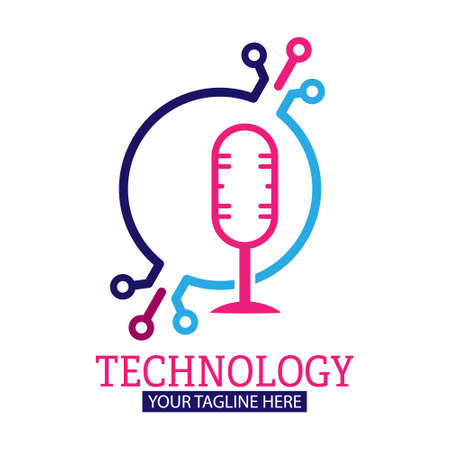 Icon or logo of an audio podcast. Vector illustration for a logo, sticker, or emblem isolated on a white backgroundのイラスト素材