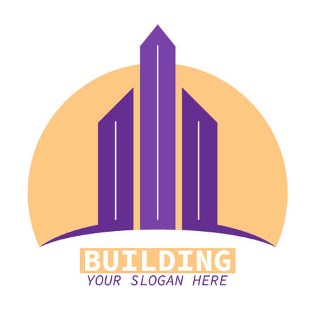 Template for a real estate, construction, or city logo. Color vector illustration for logo, sticker or label, modern design isolated on white backgroundのイラスト素材