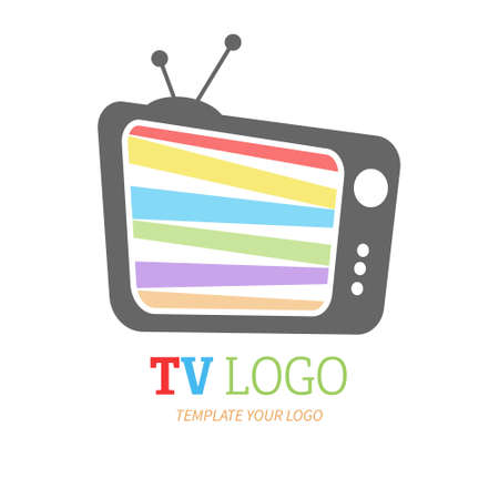 logo of the TV. Color vector illustration for logo, sticker or label, modern design isolated on white backgroundのイラスト素材
