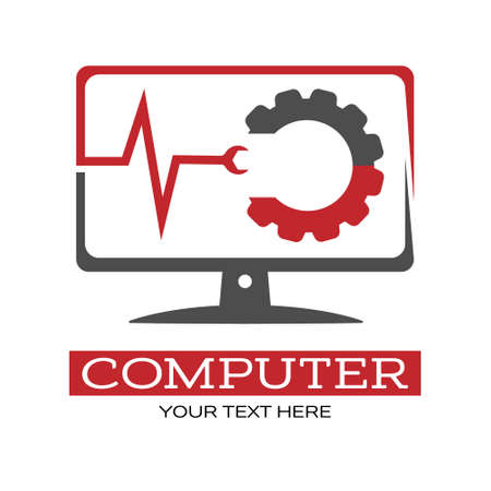 Computer technology. Vector illustration for theme design isolated on a white backgroundのイラスト素材