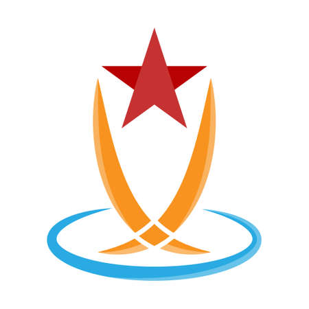 Conceptual illustration with a star. Vector illustration for logo, brand, sticker, logo or creative design, isolated on white backgroundのイラスト素材