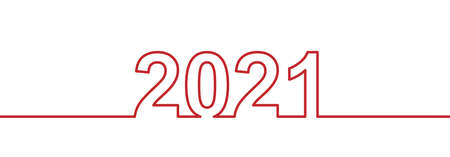 Stylized number 2021 for new Year and Christmas greetings. Flat styleのイラスト素材