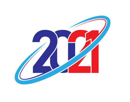 Stylized number 2021 for new Year and Christmas greetings. Flat styleのイラスト素材