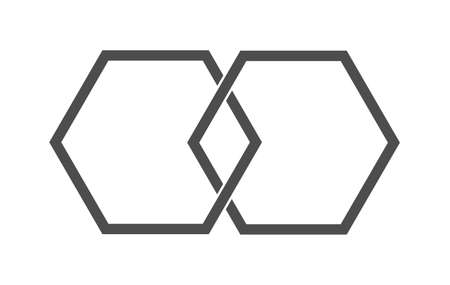 Geometrical abstraction. The intersection of the geometric shapes, two of the hexagon. Simple vector illustration, flat style isolated on white background.のイラスト素材